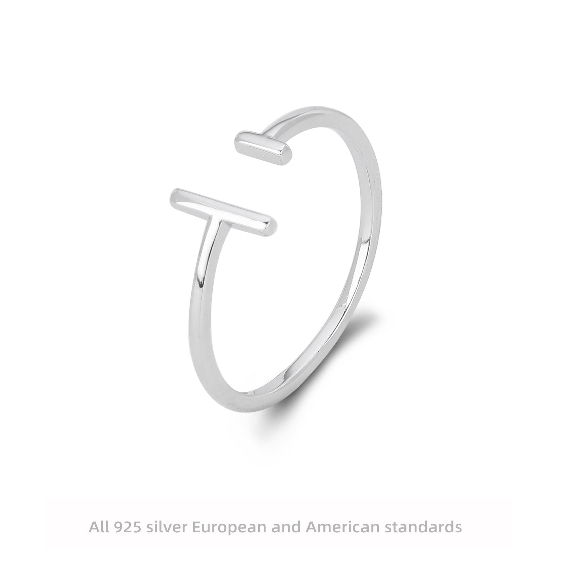 S925 Sterling Silver Simple  Stylish Parallel-Line Open Ring