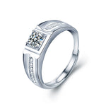925 Sterling Silver Moissanite Small Sugar Cube Couple Ring