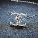 S925 Sterling Silver Classic Style Pairs C Moissanite Necklace