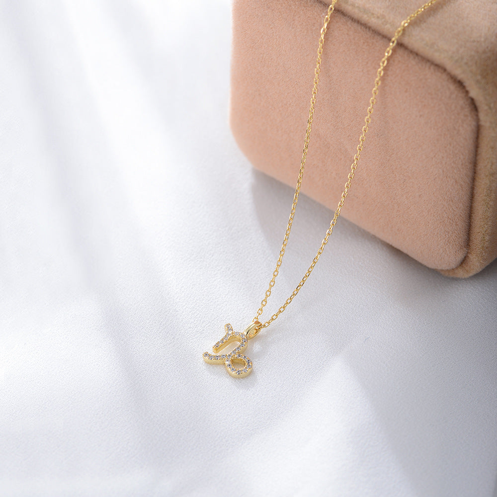 S925 Silver Zircon Inlaid Twelve Constellation Pendant Necklace