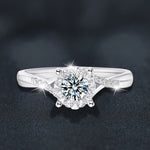 S925 Sterling Silver Four-Prong Snowflake Moissanite Ring
