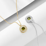 S925 Sterling Silver Square Zircon Pendant Necklace