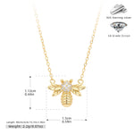 S925 pure silver fashionable zirconia bee-shaped necklace