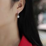 S925 Sterling Silver Long Round Moissanite Earrings