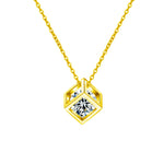 S925 Sterling Silver Moissanite Rubik's Cube Square Pendant Necklace