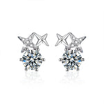925 Silver Octagram Moissanite Stud Earrings