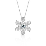 S925 Sterling Silver Moissanite Snowflake Pendant Necklace