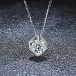S925 Sterling Silver Moissanite Rubik's Cube Square Pendant Necklace