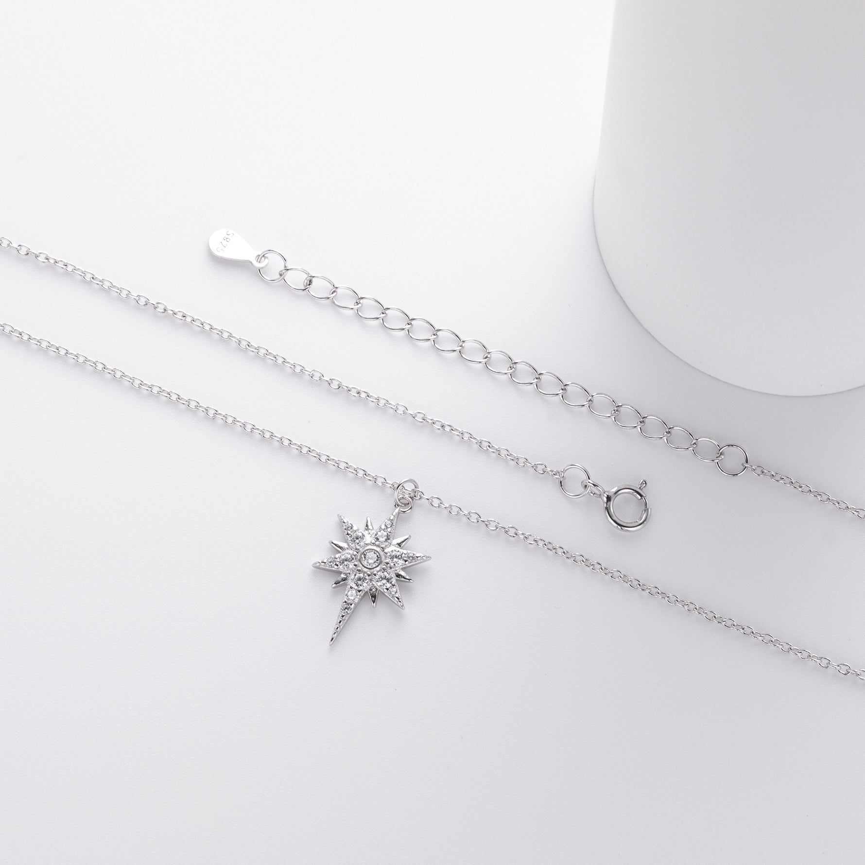 S925 Sterling Silver Zircon Star Necklace