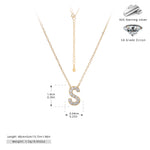 S925 Sterling Silver Simple Zircon Necklace with English Letters