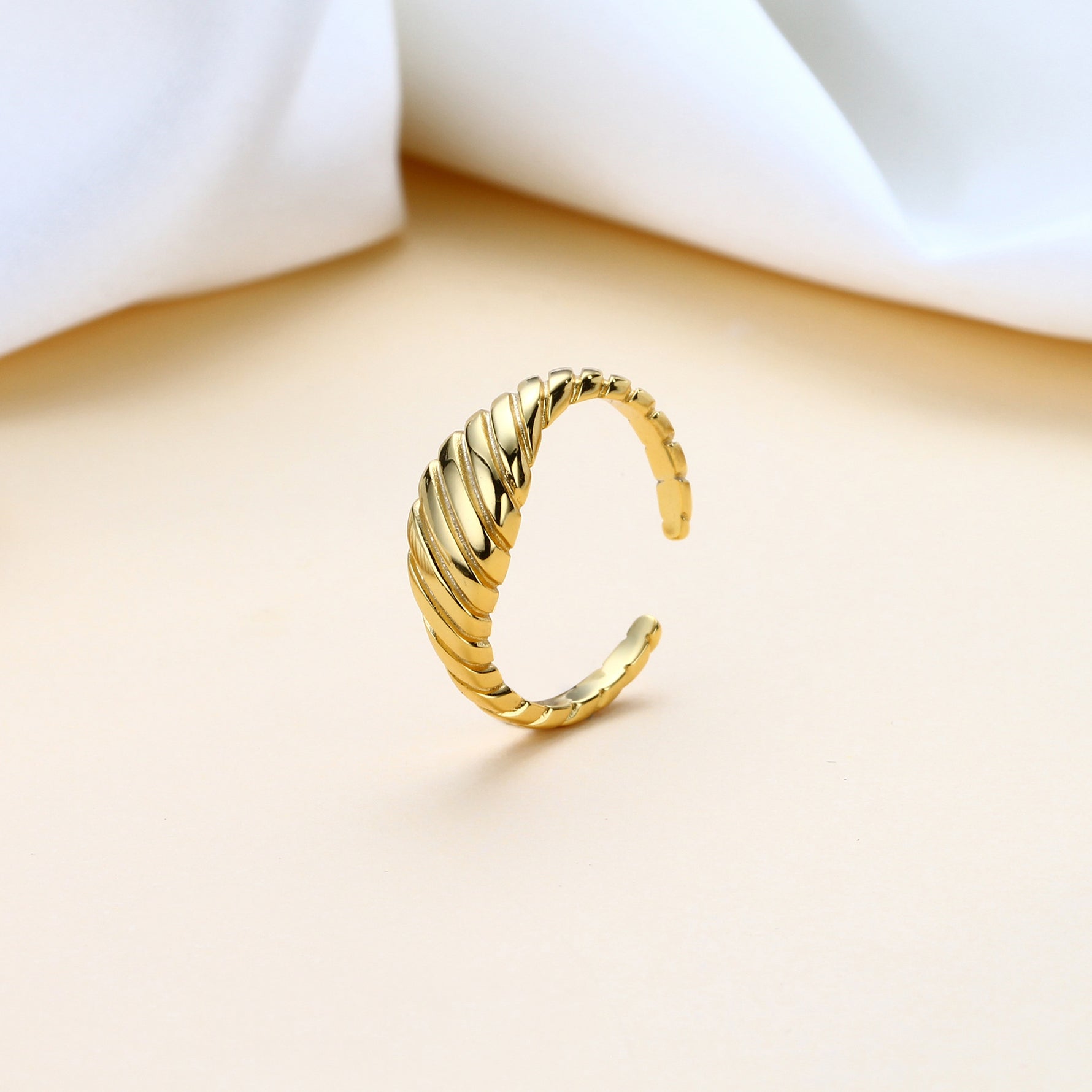 European and American style croissant twisted open ring S925 sterling silver
