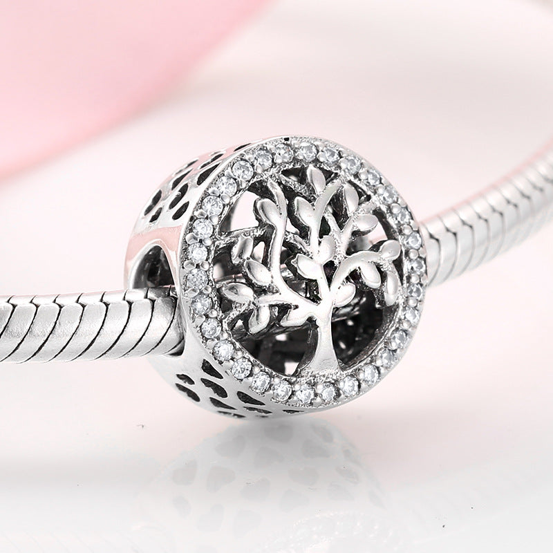 S925 Sterling Silver Tree of Life Pendant with Zircon Trim