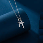 S925 Sterling Silver Double Cross Necklace