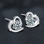 Moissanite S925 sterling silver heart-shaped earrings