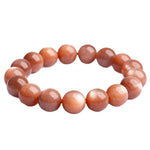 Natural Orange Moonstone Round Bead Crystal Bracelet