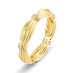 S925 Sterling Silver Gold-Plated Textured Silk Satin Zircon Ring