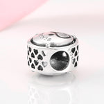 S925 Sterling Silver Tennis Theme Beaded Carved Racket Pattern Pendant