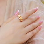 S925 Sterling Silver Gold-Plated Jasmine Flower Zircon Ring