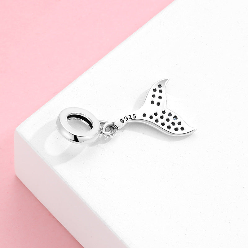 S925 Sterling Silver Mermaid Tail Zircon Inlaid Pendant