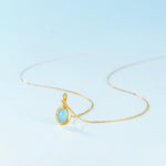 S925 Sterling Silver Plated Gold Synthetic Opal Charm Necklace