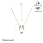 S925 Sterling Silver Simple Zircon Necklace with English Letters