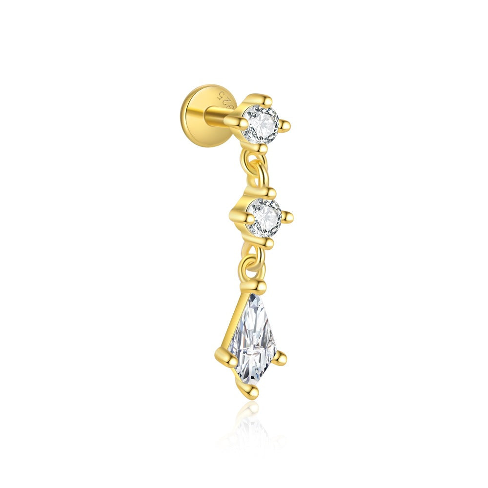 S925 sterling silver stud earrings with cubic zirconia(Single unit)