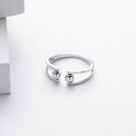 European and American S925 sterling silver double-layered beaded ring with adjustable opening