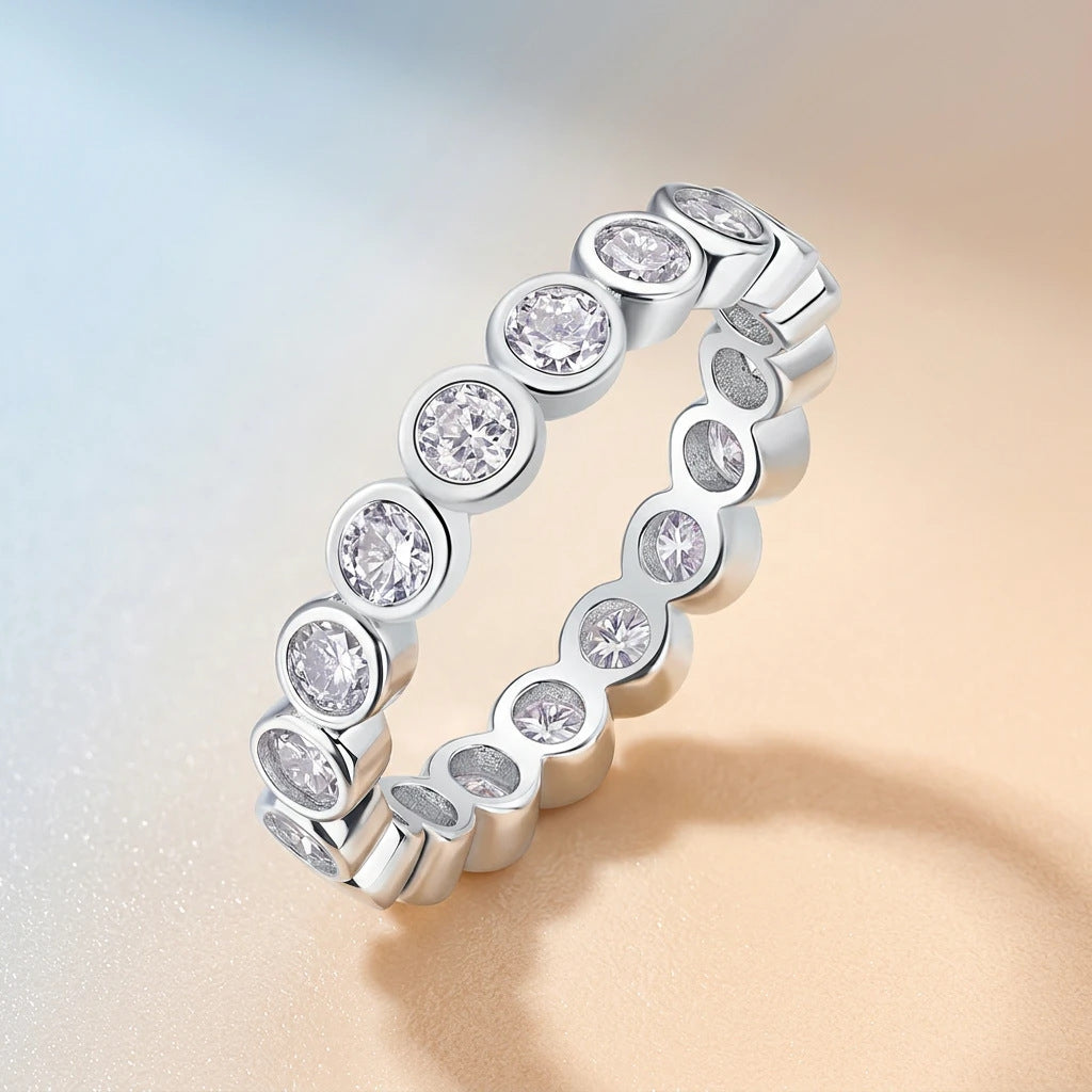 925 Sterling Silver Moissanite Eternity Band