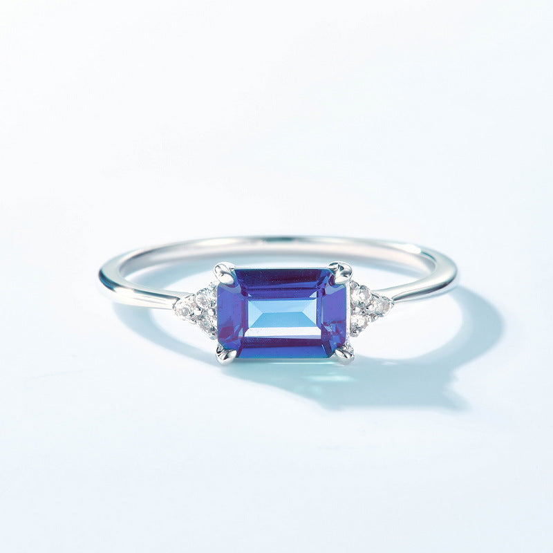 S925 Sterling Silver Simple Alexandrite Ring