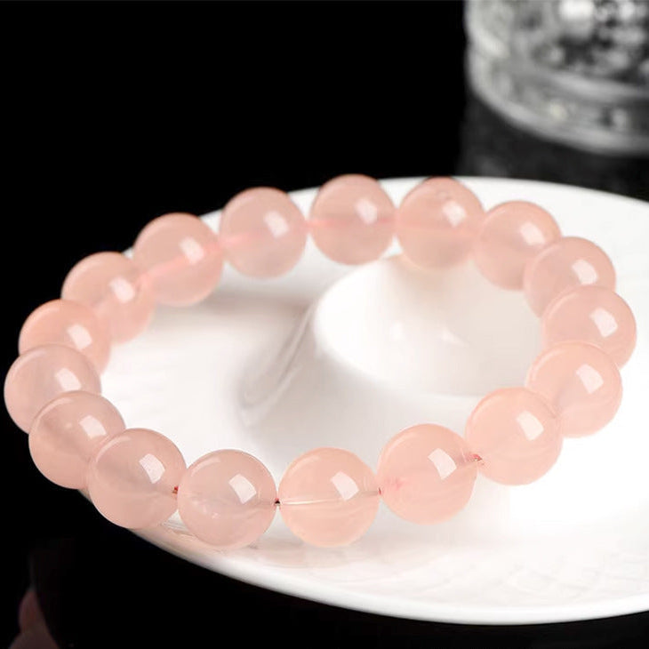 Natural Pink Grapefruit-Colored Rose Quartz Bracelet