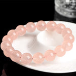 Natural Pink Grapefruit-Colored Rose Quartz Bracelet