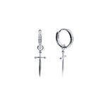 S925 Sterling Silver Dagger-Shaped Hoop Earrings