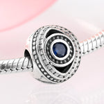 S925 Sterling Silver Devil's Eye Beaded Sapphire Zircon Pendant