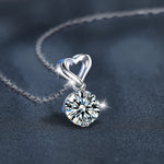 S925 Sterling Silver Classic Love Moissanite Pendant Necklace