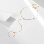 S925 Sterling Silver Simple Gold round Beads Zircon Toe Anklet