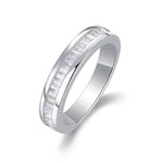 S925 Sterling Silver Ring with Flat-Set Baguette Moissanite