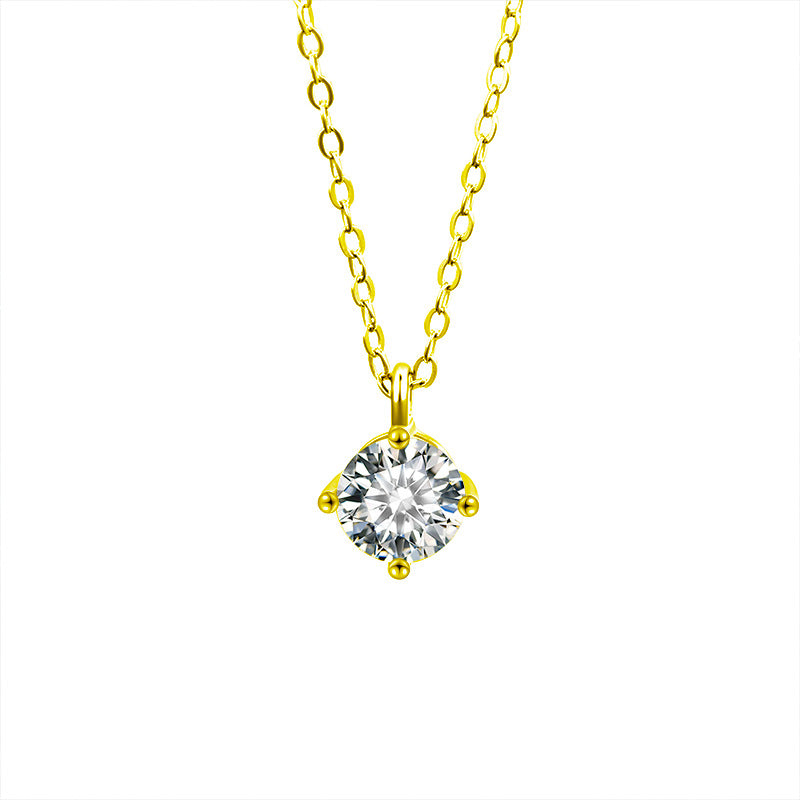 S925 Sterling Silver Moissanite Classic Four-Claw Necklace