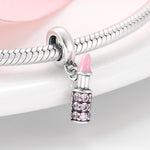 S925 Sterling Silver Inlaid Zircon Pink Lipstick Pendant