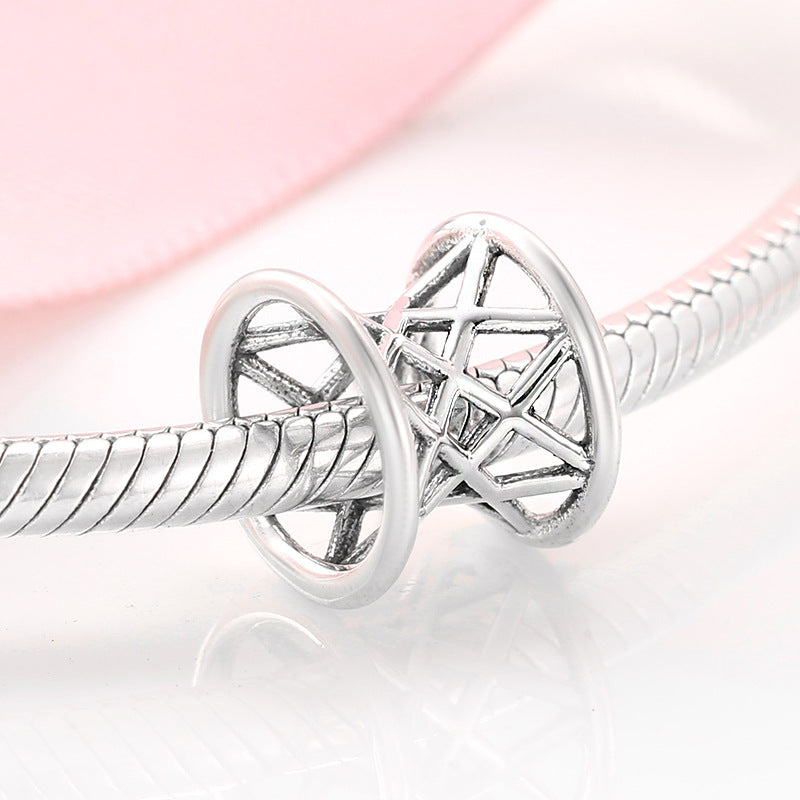 S925 Sterling Silver Geometric Hollow Bead Pendant