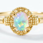 S925 Sterling Silver Gold-Plated Multicolored Synthetic Opal Ring