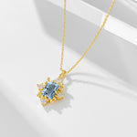 S925 Sterling Silver Retro Natural Sky Blue Topaz Necklace