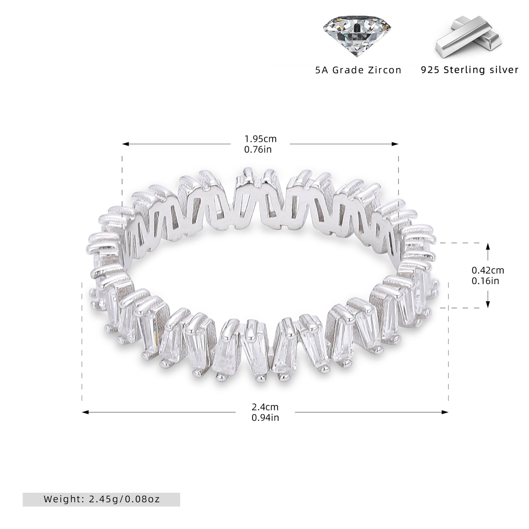 925 Sterling Silver Korean-Style V-Shaped Ring with Inlaid Zirconia