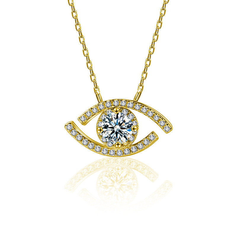 S925 Sterling Silver Moissanite Devil's Eye Pendant Necklace
