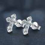 S925 Sterling Silver & Moissanite Cross Stud Earrings