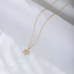 S925 Sterling Silver with Shiny Zircon Six-Pointed Star Pendant Necklace