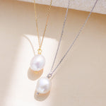 S925 Sterling Silver Simple Natural Pearl Necklace