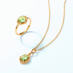 S925 Sterling Silver Gold-Plated Natural Olivine Pendant Necklace