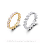 925 Sterling Silver Korean-Style V-Shaped Ring with Inlaid Zirconia