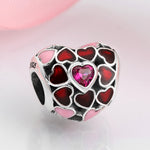 S925 Sterling Silver Ruby Heart Bead Pendant
