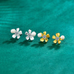 Moissanite & S925 Sterling Silver Orchid Pearl Stud Earrings